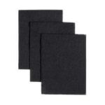 Three black rectangular sheets illustrating HVAC air filter options for allergy relief by Barker Heating & Cooling.